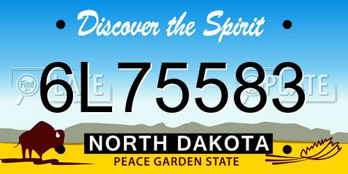 6L75583 North Dakota License Plate