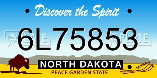 6L75853 North Dakota License Plate