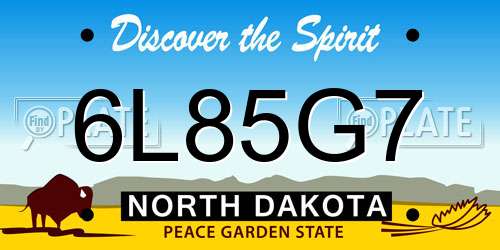 6L85G7 North Dakota License Plate