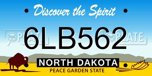 6LB562 North Dakota License Plate