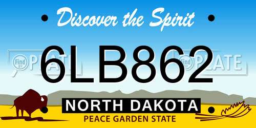 6LB862 North Dakota License Plate