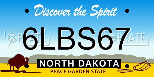 6LBS67 North Dakota License Plate