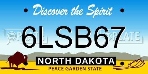 6LSB67 North Dakota License Plate