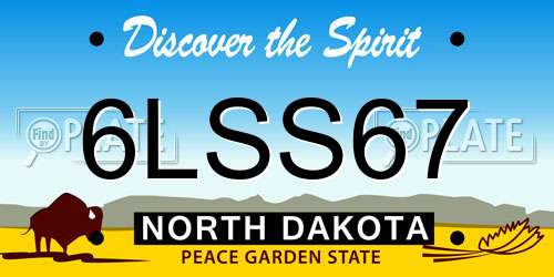 6LSS67 North Dakota License Plate