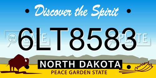 6LT8583 North Dakota License Plate