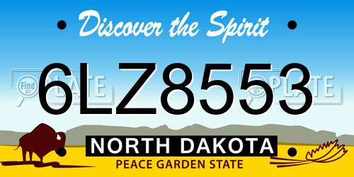 6LZ8553 North Dakota License Plate