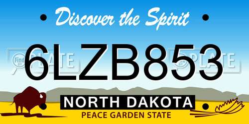 6LZB853 North Dakota License Plate