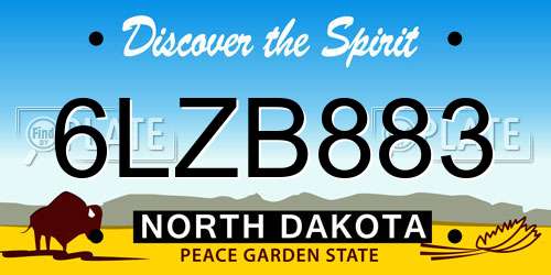 6LZB883 North Dakota License Plate