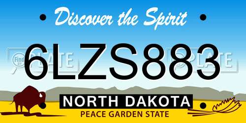 6LZS883 North Dakota License Plate