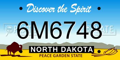 6M6748 North Dakota License Plate