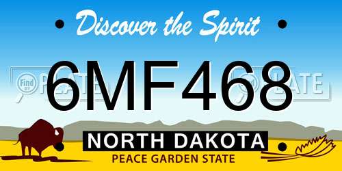 6MF468 North Dakota License Plate