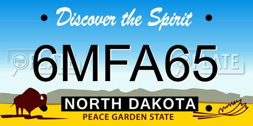 6MFA65 North Dakota License Plate