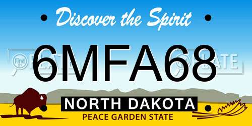 6MFA68 North Dakota License Plate