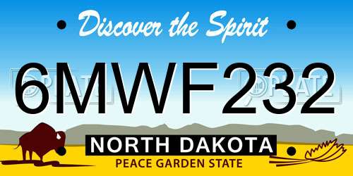 6MWF232 North Dakota License Plate