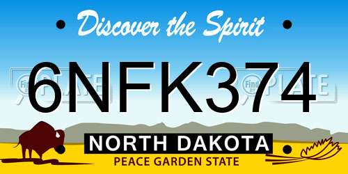 6NFK374 North Dakota License Plate
