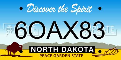 6OAX83 North Dakota License Plate