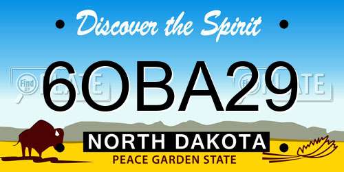 6OBA29 North Dakota License Plate