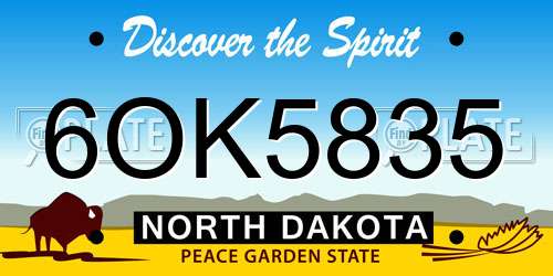 6OK5835 North Dakota License Plate