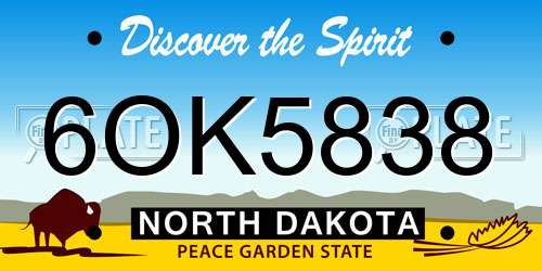 6OK5838 North Dakota License Plate