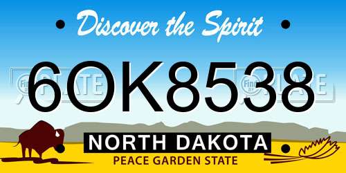 6OK8538 North Dakota License Plate