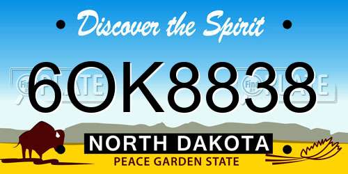 6OK8838 North Dakota License Plate