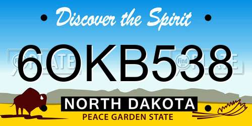 6OKB538 North Dakota License Plate