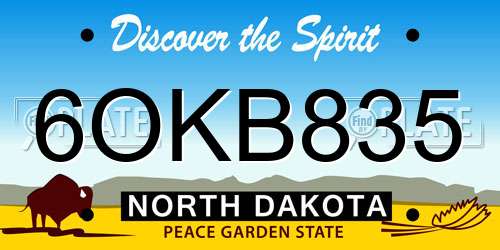 6OKB835 North Dakota License Plate