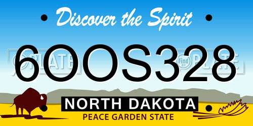 6OOS328 North Dakota License Plate