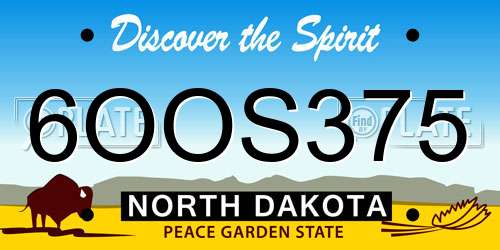 6OOS375 North Dakota License Plate
