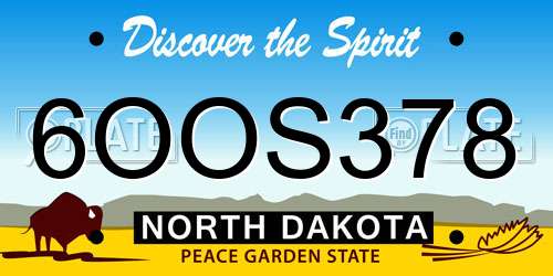 6OOS378 North Dakota License Plate