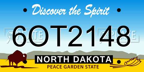 6OT2148 North Dakota License Plate