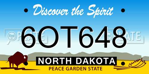 6OT648 North Dakota License Plate