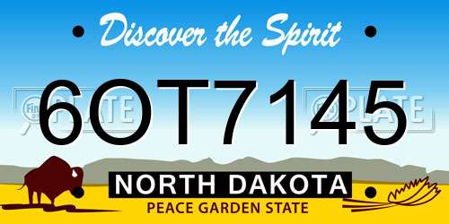 6OT7145 North Dakota License Plate