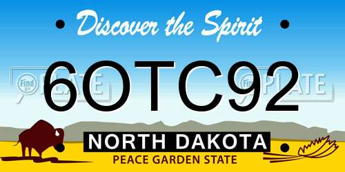 6OTC92 North Dakota License Plate