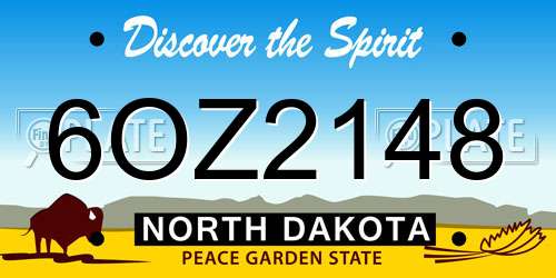 6OZ2148 North Dakota License Plate