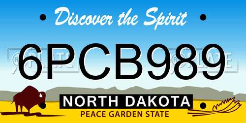 6PCB989 North Dakota License Plate