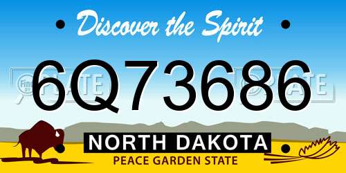 6Q73686 North Dakota License Plate
