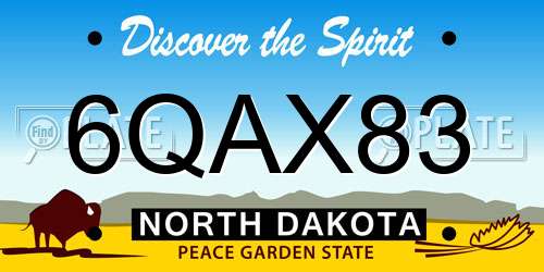 6QAX83 North Dakota License Plate