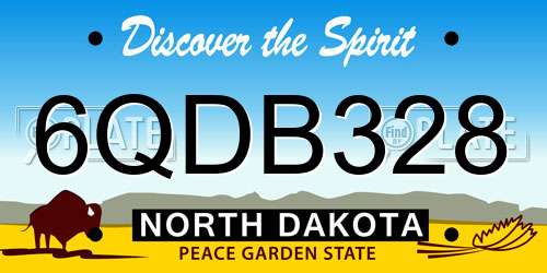 6QDB328 North Dakota License Plate