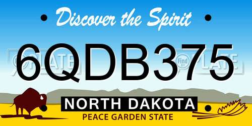 6QDB375 North Dakota License Plate