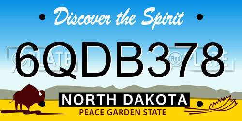 6QDB378 North Dakota License Plate