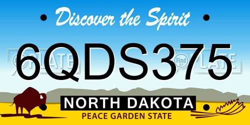 6QDS375 North Dakota License Plate