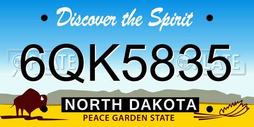 6QK5835 North Dakota License Plate