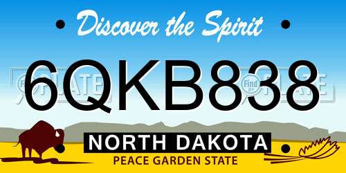 6QKB838 North Dakota License Plate