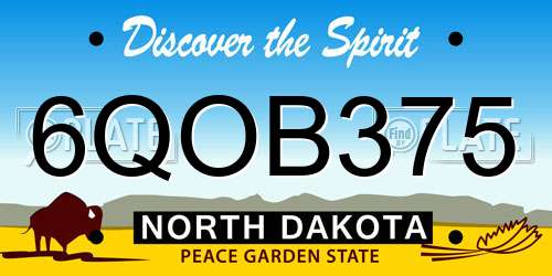 6QOB375 North Dakota License Plate