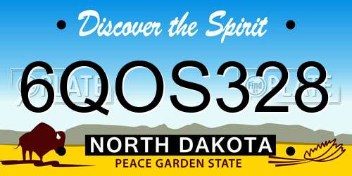 6QOS328 North Dakota License Plate