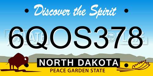 6QOS378 North Dakota License Plate