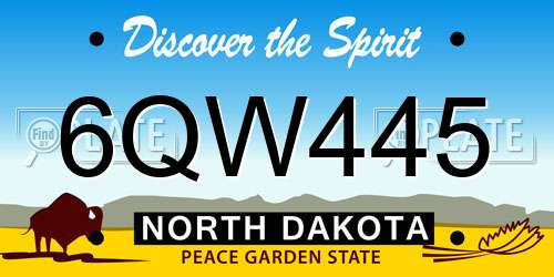 6QW445 North Dakota License Plate