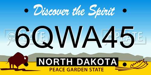 6QWA45 North Dakota License Plate