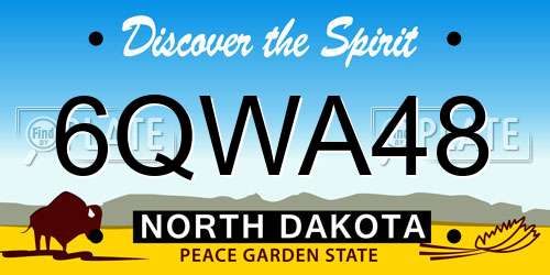 6QWA48 North Dakota License Plate